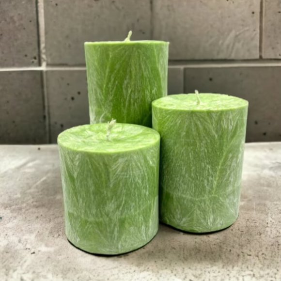 Individual 3 Inch Pillar Candle, Lime Green, Unscented - Picture 2 of 5